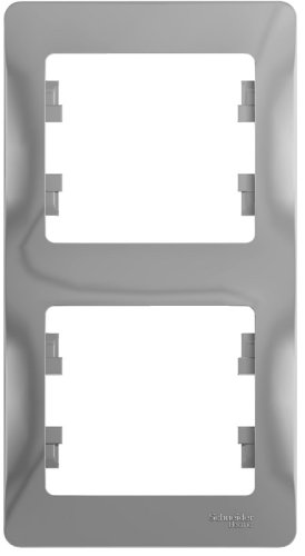 Рамка вертикальная Systeme Electric Glossa 2-м. алюминий картинка